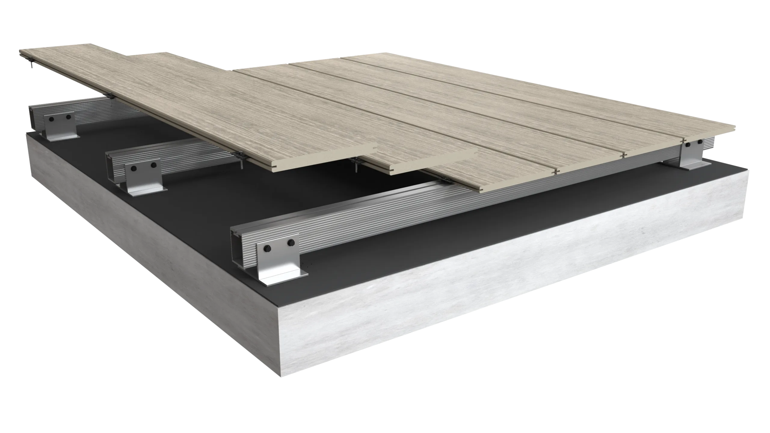 Luxura Deck in Aged Oak on Box Rail by MyDek
