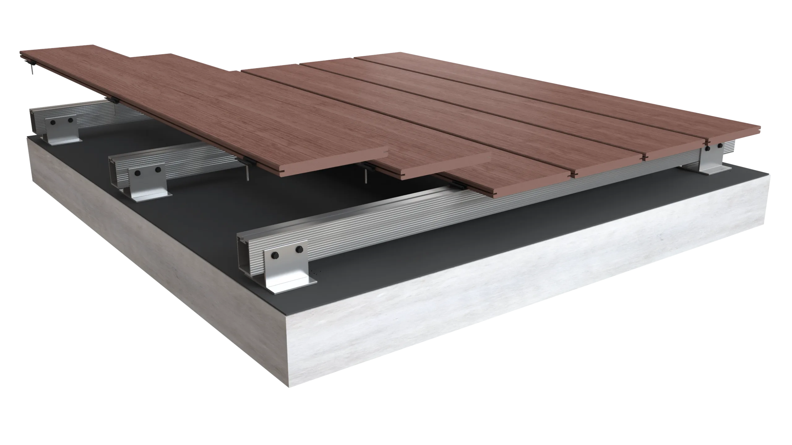 Luxura Deck in Hickory on Box Rail by MyDek