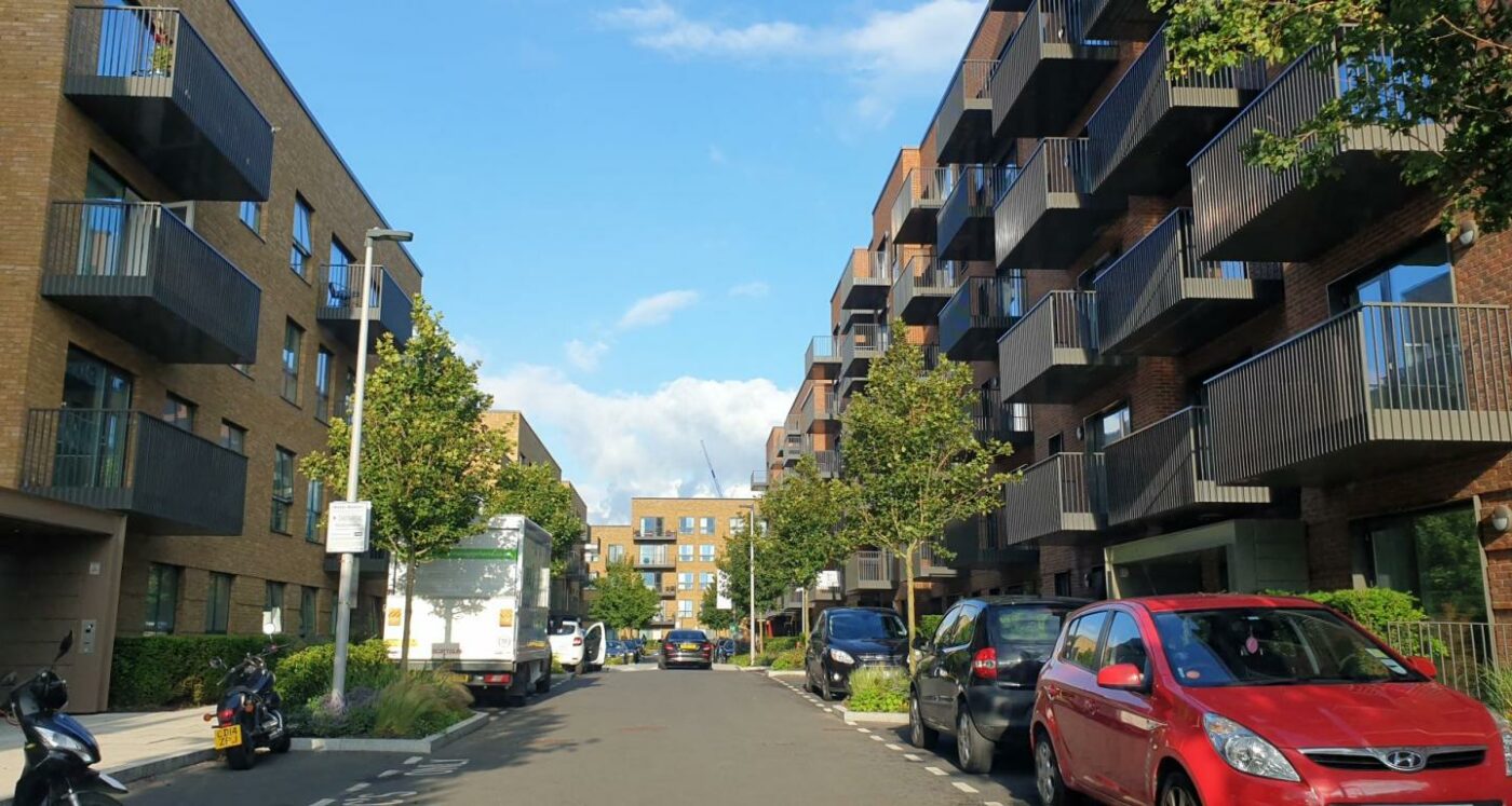 Residential area with apartment buildings