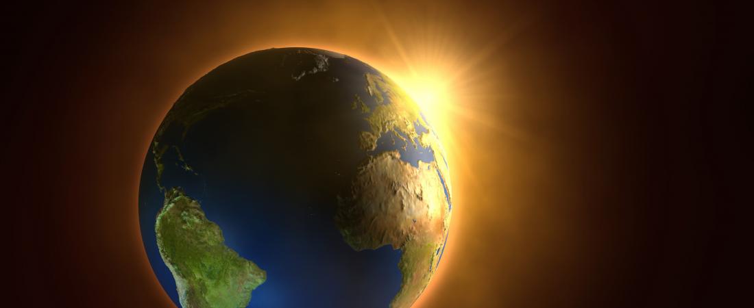 Sun shining around the Earth