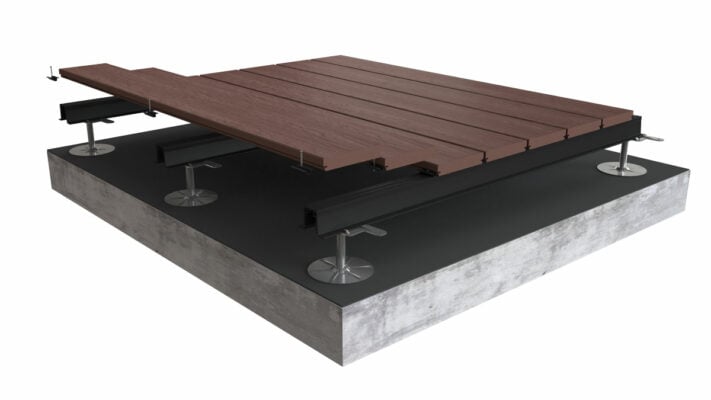 Support Rail with Luxura Decking in Hickory by MyDek