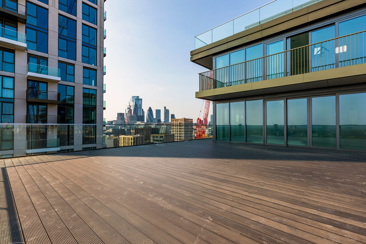 Vista Aluminium Decking Installed at London Dock Blocks - Decking by MyDek