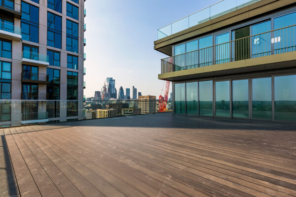 Vista Aluminium Decking Installed at London Dock Blocks - Decking by MyDek