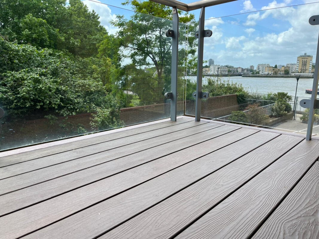 Luxura Deck in Hickory installed at Ocean Wharf - decking by MyDek