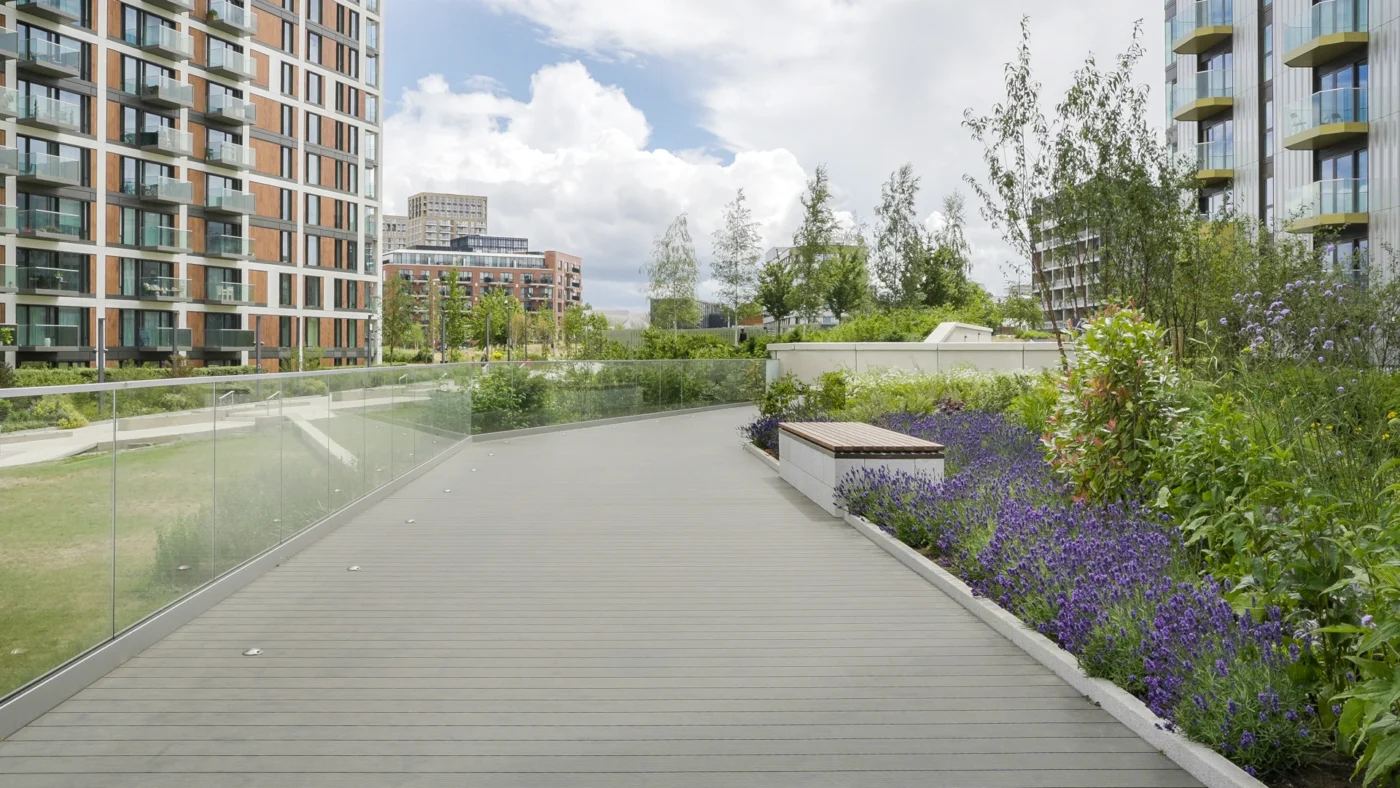 Vista Aluminium Decking Board Installed at Royal Arsenal Riverside - Decking by MyDek