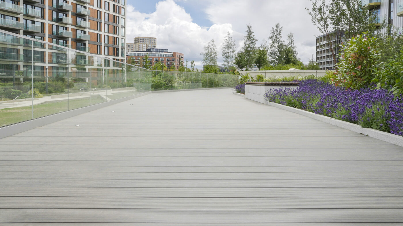 Vista Aluminium Decking Board Installed at Royal Arsenal Riverside - Decking by MyDek